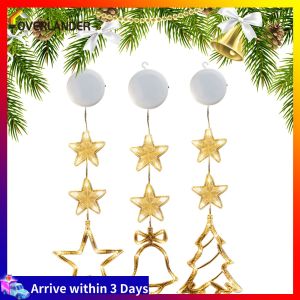 Christmas Curtain Light Warm White 3 Pack LED Sucker Lamp Battery Operated with Suction Cup for Glass Windows Outdoor Decor