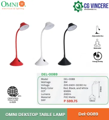 OMNI DESK LAMPS DEL-0089: RED BLACK WHITE (3W 220-240V~50/60Hz)