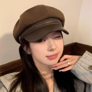 LETIGO Windproof Winter Beret Hat Breathable Adjustable Newsboy Cap Elegant Big Head Circumference Octagonal Hat Women