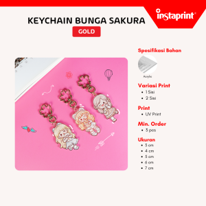 key chain gantungan kunci Acrylic bunga sakura gold  3 mmganci custom hadiah ganci bunga sakura