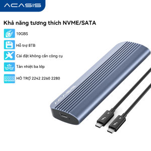 Vỏ ổ cứng SSD Acasis M.2 NVMe/SATA | USB-C 10Gbps không cần dụng cụ & Tự động ngủ | Bộ phục hồi dữ liệu cho ổ đĩa 2230/2280 | Kiểm soát nhiệt độ cho Mac/Windows/Linux