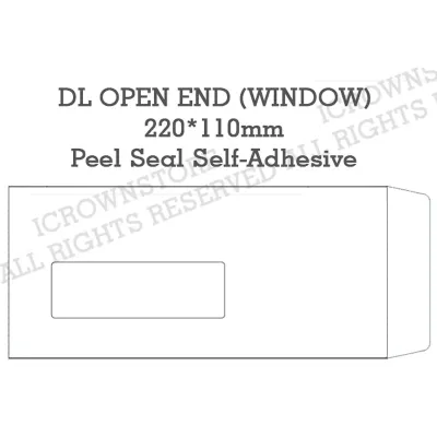 DL Window Envelope white paper 100gsm (Loose Pieces) Peel & Seal Self-Adhesive