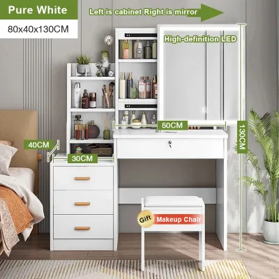 Nearra Vanity Table with Mirror&Drawer Large Storage Sturdy Dressing Table Multifunctional Storage Table