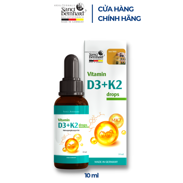 Vitamin D3 K2 MK7 Sanct Bernhard tăng hấp thu Canxi trong 1 giọt, phát