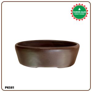 Pot Keramik Bonsai Oval Lonjong Mini Mame Bukan Plastik Semen - MOTIF 1