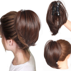 DJDK Scrunchies Messy Bun Hair Piece Synthetic Clip in Claw Clip Updo Hair Accessories Fluffy Straight Chignon Ponytail for Women