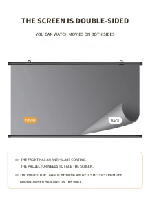【glass fibre】100 Inches 4K HD 3D projector screen pull down roll up white screen for projector Simple Folding fiber Metal Anti-light Portable retractable projector screen with stand wide screen For Outdoor