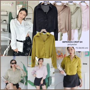 Kemeja Lengan Pendek Murah (IMPKR001 Crop Shirt 6 Warna)