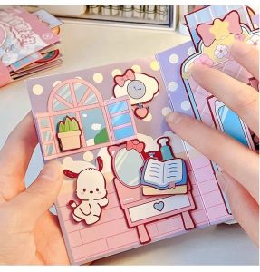DIY Cartoon Magnetic Sanrio Quiet Book Kuromi Educational Puzzle Sticker Reliever Toy Girls Handmade Sticker Books for Childrens Toys Gift