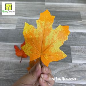 Combo 10 lá phong giả trang trí lá phong vải lụa cao cấp làm cây giả lá đỏ lá vàng mùa thu