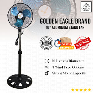 10" Industrial Aluminum Blade Electric Stand Fan High Performance Speed (Golden Eagle GSF-10F) COD