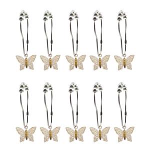 Móc rèm cửa phòng tắm 10pcs nhựa acrylic Nhiều màu bướm mặt Dây Nhẫn kim loại chống gỉ cho phòng tắm tinh vi nhìn