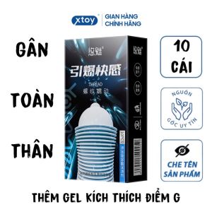 Bao cao su gân Youmei Thread nhiều gân và gel bôi trơn mỏng hàng cao cấp hộp 10 bcs