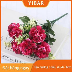 YIBAR 1 Bó Hoa 5 Đầu Tú Cầu Hoa Lụa Hoa Nhân Tạo Giữ Hoa Trang Trí Nội Thất