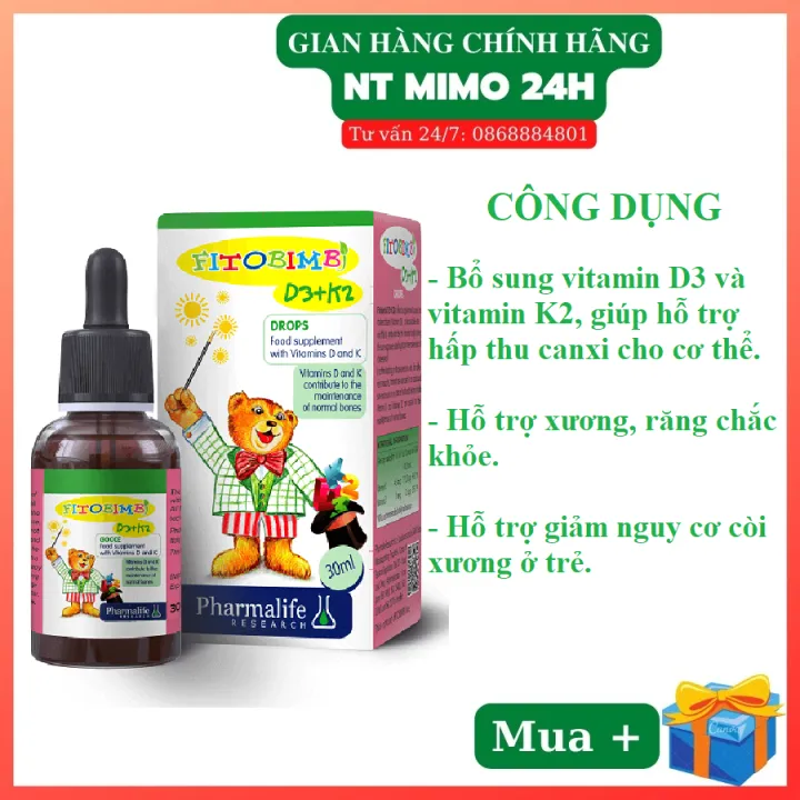 Fitobimbi D3 K2 Phát triển chiều cao Xương răng chắc khỏe