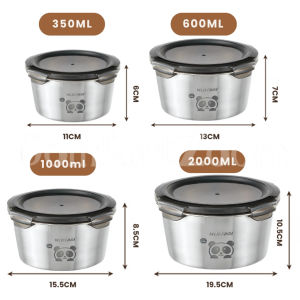 Stainless Steel Round Food Containers with Lid Bento Lunch Box