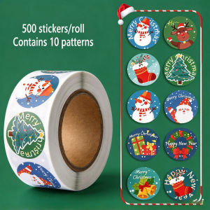 500Pcs/Roll Christmas Gift Stickers - Adhesive Labels for Gifts Journals & Holiday Decor Gifting
