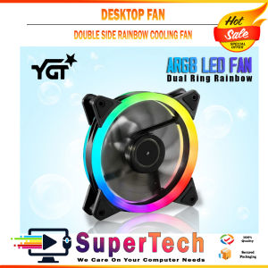 YGT DOUBLE RING RAIBOW LED FAN RGB 3-PIN 12V 0.2A 120MM