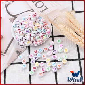 W.EL ลูกปัดอะคริลิค ลูกปัดตกแต่ง ภาษาอังกฤษ ทำพวงกุญแจ งาน DIY Bracelet