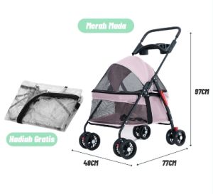 [COD]Folded Trolley Dog Stroller Troley Lipat - Pet Stroller Anjing - Keranjang Doggy Cat Carrier Pet Carrier