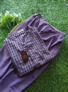 Setelan Wanita Dewasa Crinkle Motif Salur Viral