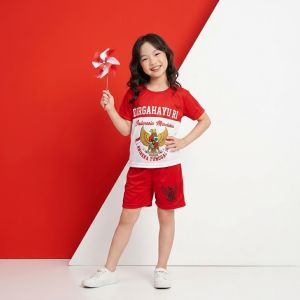 setelan merah putih anak kemerdekaan indonesia 17 agustus 1945 usia 03 bulan sampai 5 tahun bahan jersey