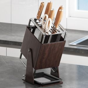 MARBLEX Thép không gỉ Giá đỡ đồ dùng nhà bếp 30 ° Xoay 9 Khe Cắm Kệ để đồ trên bàn Chất lượng cao Đa chức năng Giá để đồ