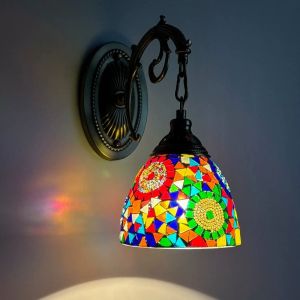 Bohemian Mosaic Wall Light Turkish Handmade Wall Lamp Colorful Glass Light Cafe Shop Home Romantic Deco Stairs Light