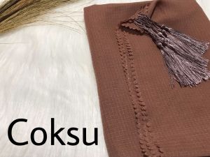 HIJAB SEGI EMPAT VOAL WAFFLE LASERCUT TASSEL / SEGI EMPAT IMPOR KINAN LASERCUT TASSEL