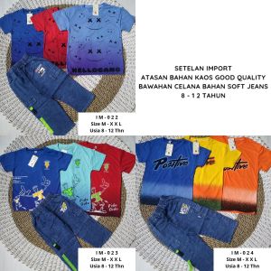Setelan Pendek Import Anak Laki-Laki Junior Usia 8 - 12 Tahun