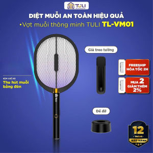 Vợt muỗi thông minh Tuli VM01 Công suất 2W Kiêm đèn bắt muỗi 3 lớp lưới an toàn sử dụng Bảo hành 12 tháng