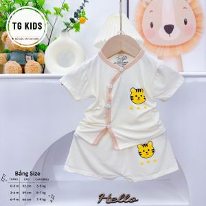 (MS204)Bộ cộc tay cho bé thời trang trẻ em khuy lệch chất liệu peptit cao cấp