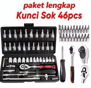 Kunci Socket Full Set 46 Pcs / Kunci Sok Set 46pcs Lengkap Repair Tools Multifungsi