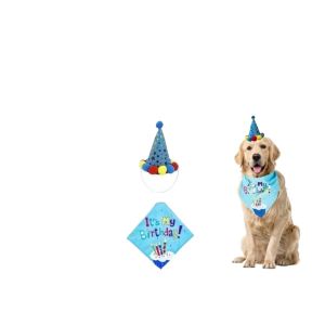 Pet Happy Birthday Decoration Dog Cat Costume Hats Bowknot Bandana Neckerchief Bibs Party