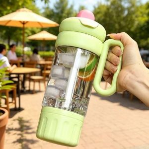 ZYJC Leak-proof Sports Water Bottle Food Grade Large Capacity Portable Straw Cup Gym Bottle Plastic Tea Partition Cup Summer Use