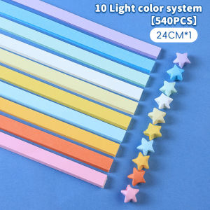 Colorful Paper Stars Origami 540 Sheets Gradient Rainbow Color Lucky Star DIY Handcraft Gift Decor Star Folding Strip Paper