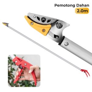 1/1.5/2M gunting dahan tarikGunting pemetik buah pemetik buah Tree Pruner Galah Tongkat Pemotong Gergaji Gunting Dahan Ranting
