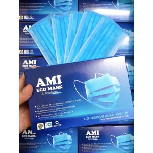 [CHÍNH HÃNG] Khẩu Trang Y Tế AMI 4 MẦU XANH - ĐEN - XÁM - TRẮNG Hộp 50 chiếc ( đóng gói 10 chiếc/ bịch ) - 4 lớp kháng khuẩn . Có Giấy Kiểm Định Chất Lượng Của Bộ Y Tế