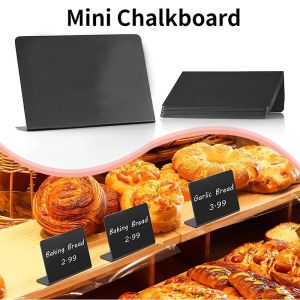5pcs Mini L-shaped Erasable Blackboard Food Signs Price Tags Desktop Signage Price Tag Clip Birthday Wedding Party Table Display Board