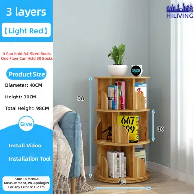 🌟SG STOCK🌟Rotating Book Shelf Rotate Student Multi Layer Bookcase 360-degree Rotating Creative Bookshelf