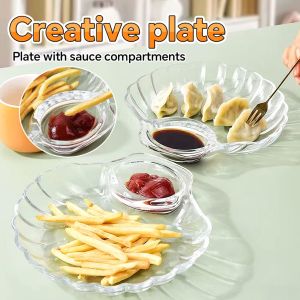 1Pc Shell Shape Dish Transparent Dumpling Plate Spit Bone Plate Dumpling Sushi Sauce Plate