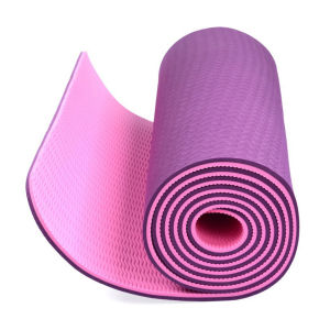 Thảm tập yoga TPE 2 lớp 8mm định tuyến dày dặn chống trơn trượt thấm hút mồ hôi đường định tuyến in rõ nét
