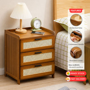 GTE 3 Layer Bamboo Bedside Cabinet With Drawer Storage Cabinet Bambu Laci Meja Kasur Bilik Tidur Meja sisi - Fulfilled by GTE SHOP