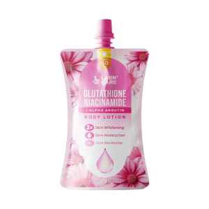 Pouch Glutathione Niacinamide Body Lotion - Triple Brightening with SPF 50 Moisturizing Vanilla-Scented Lotion in Eco-Friendly 200ml Pouch