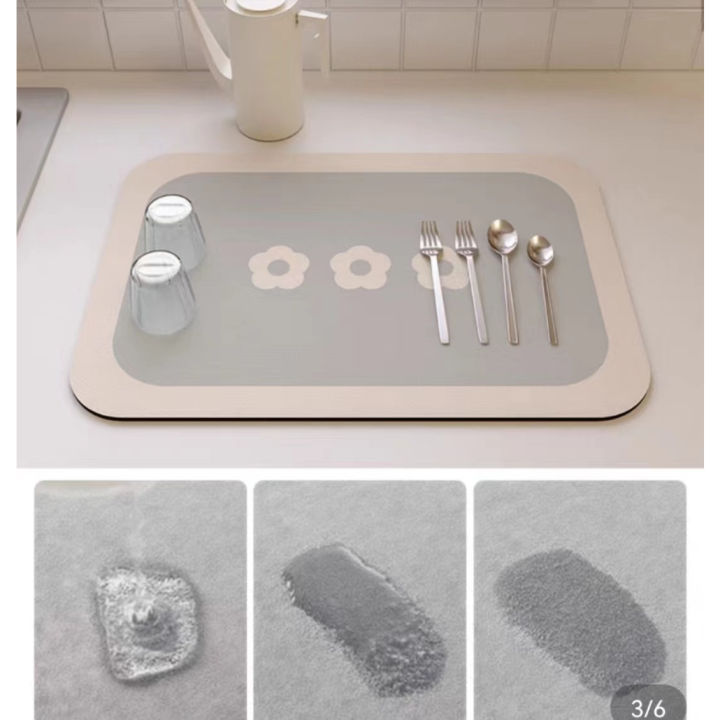 CozyJoy Diatom Mud Pad Coaster Kitchen Top Mat Diatom Mud Drain Mat ...