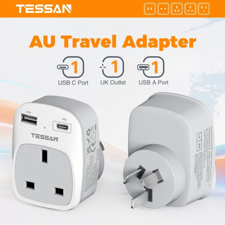 【Great discount】TESSAN China Plug Adapter with USB-A+USB-C,Australian Travel Adapter China Adaptor Type I