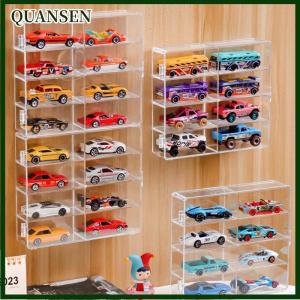 QUANSEN 1:64 Acrylic Car Display Box For Car Model Toy Cabinet Rack Dustproof Car Non Punching Adhesive Wall Transparent Display Box