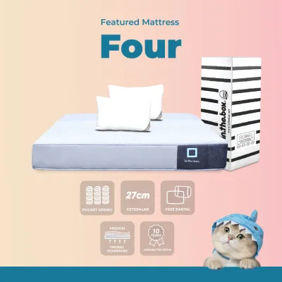 Kasur Spring Bed INTHEBOX Four - FREE Bantal | Kasur Ukuran 90x200 100x200 120x200 140x200 160x200 180x200 & 200x200 Kasur garansi 10 tahun | Kasur murah | Kasur berkualitas | Kasur lantai