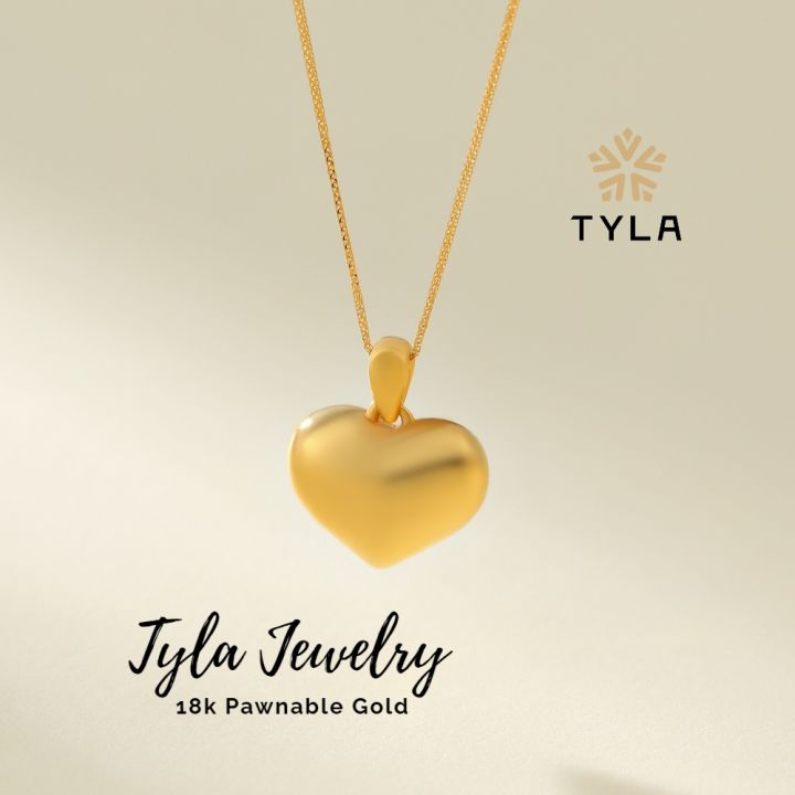 Tyla 18K Gold Necklace Big Heart Shape Pendant Style Gold Necklace ...