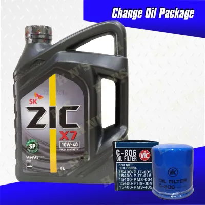 SK ZIC X7 10W-40 Fully Synthetic Oil Change Bundle for Honda Civic / City / Jazz / Brio / Mobilio / Honda CR-V CRV / BR-V / HR-V ( 4L + Vic Filter )